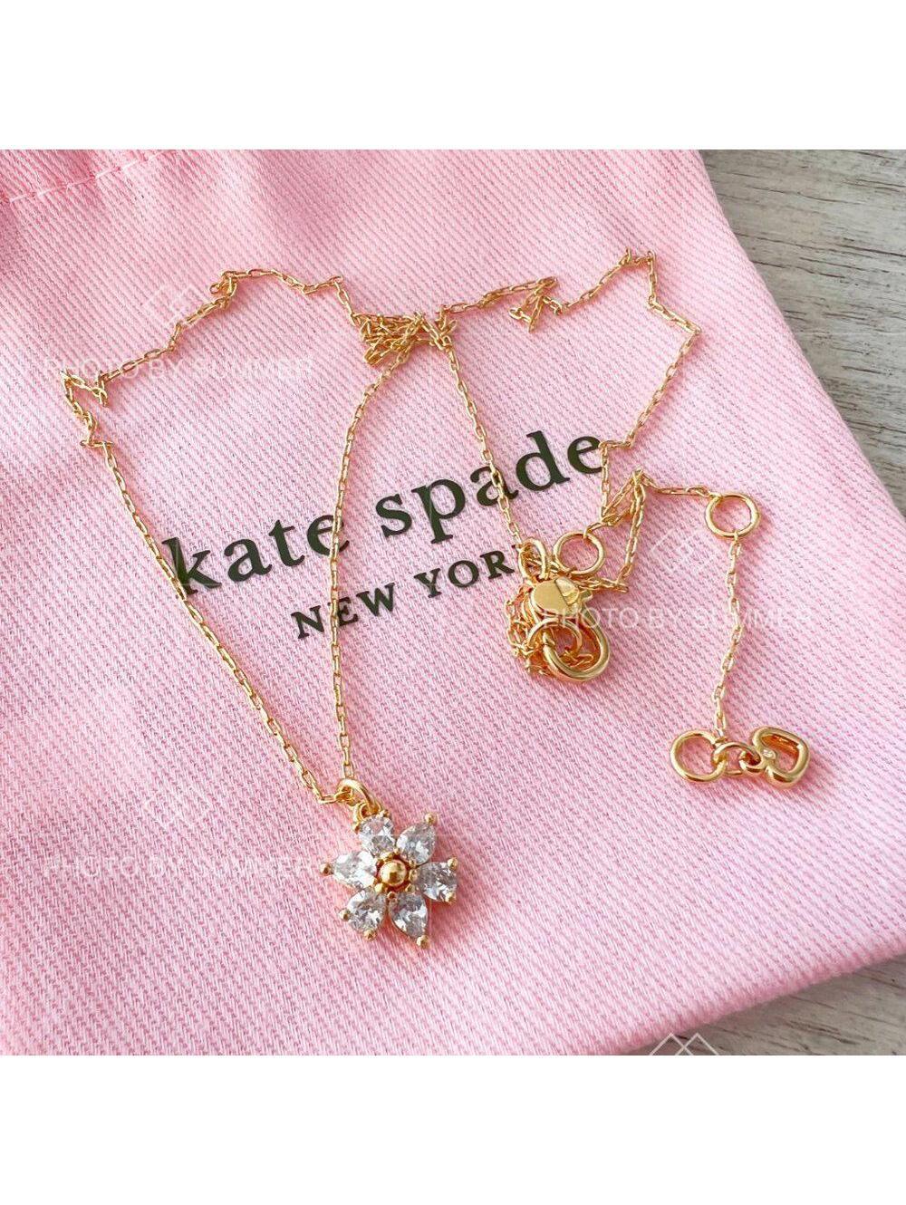 Kate Spade First Bloom Mini Pendant Necklace Gold Clear